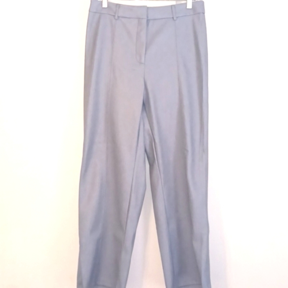 7 For All Mankind Blue Faux Leather Straight Leg Cropped Pants in Size L (NWT)